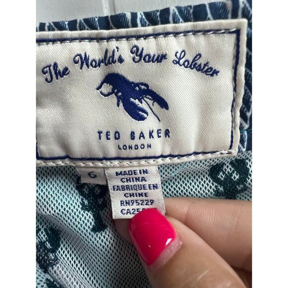 Ted Baker London Teal White Lobster Embroidered Swim Shorts 6 (XXL) - Picture 3 of 14